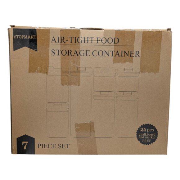 Airtight Food Storage Containers Set of 7 Clear White BPA Free Plastic Storage - Picture 4 of 12